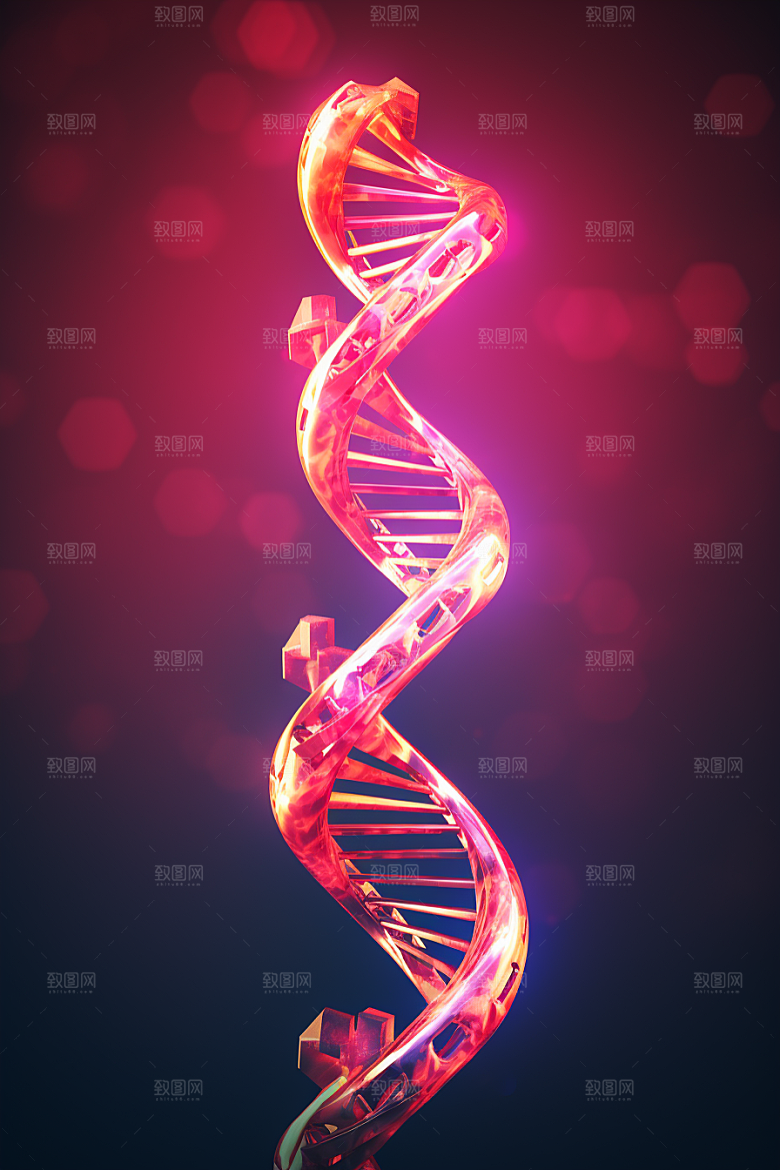 DNA螺旋结构立体渲染效果图