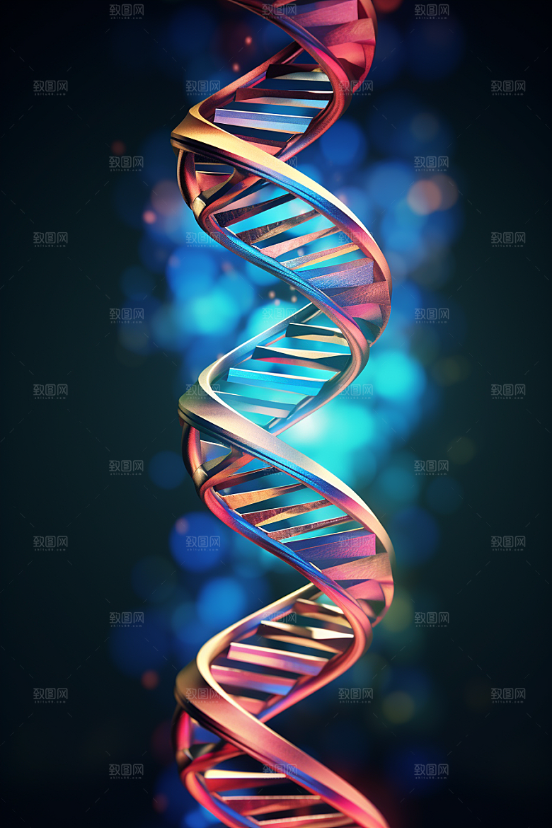 DNA螺旋结构立体渲染效果图