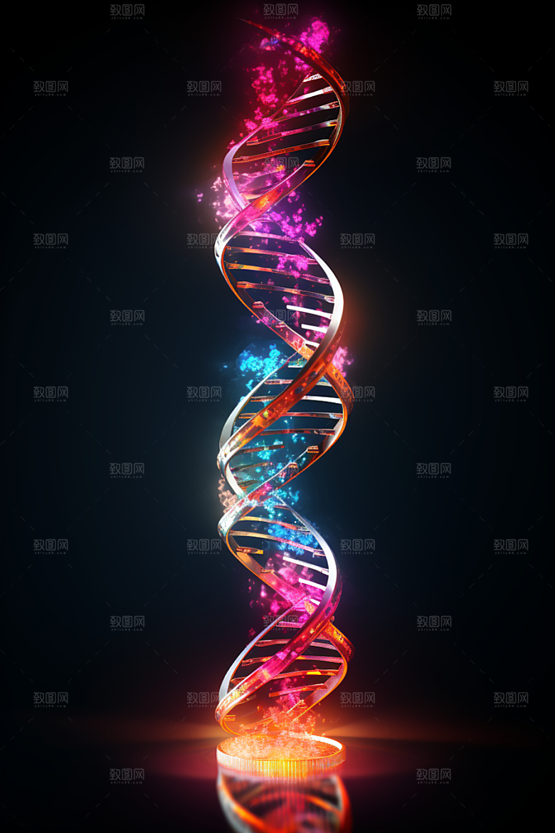 DNA螺旋结构3D渲染效果图