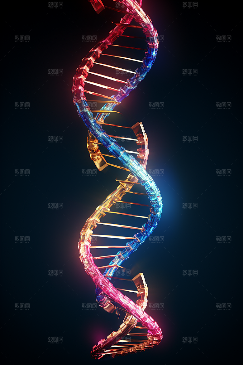 DNA螺旋结构渲染显微效果图