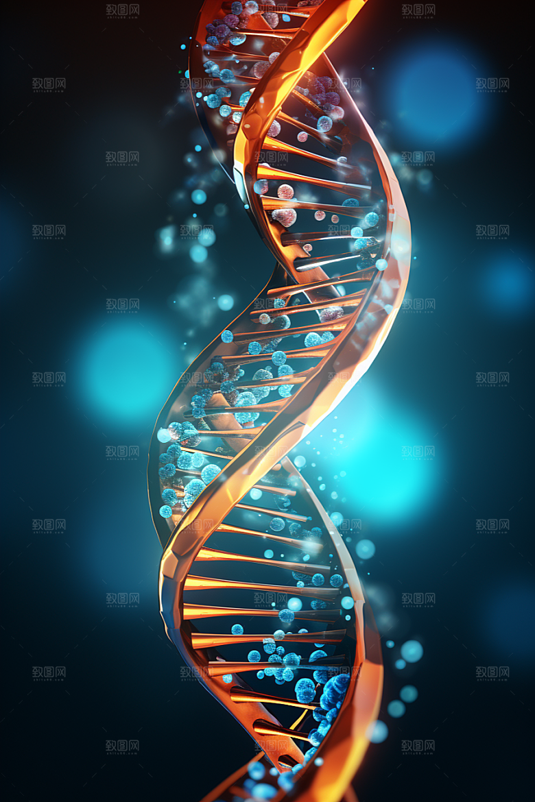 DNA螺旋结构立体生物效果图