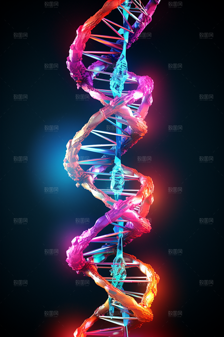 DNA螺旋结构3D立体效果图