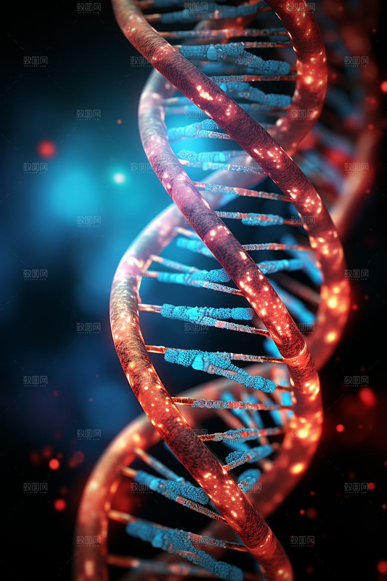 DNA螺旋结构生物渲染效果图