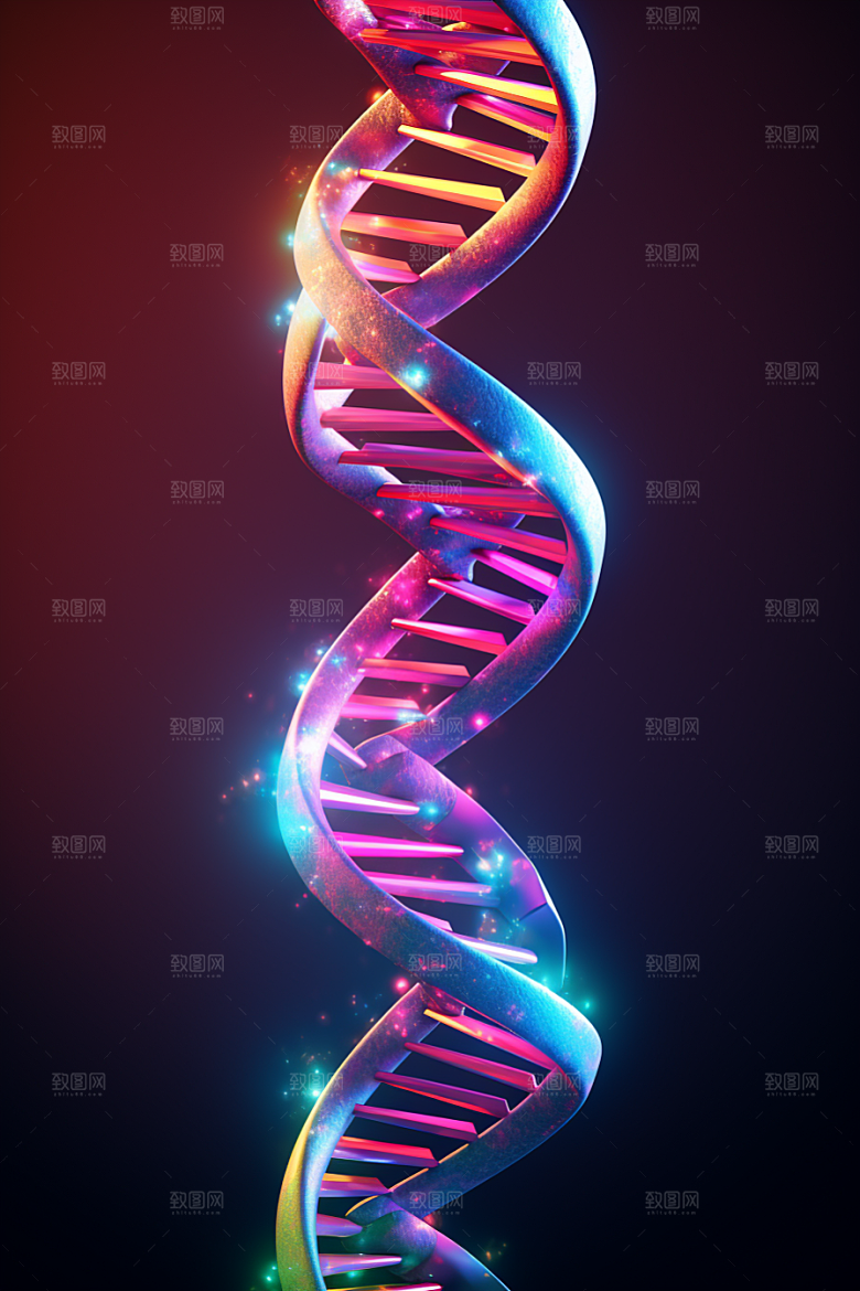 DNA螺旋结构渲染模型效果图