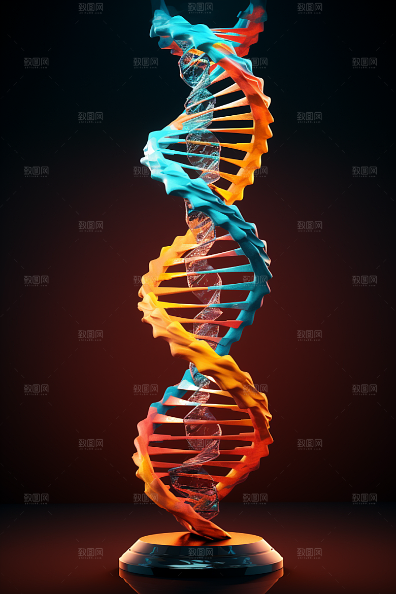 DNA螺旋结构生物渲染效果图