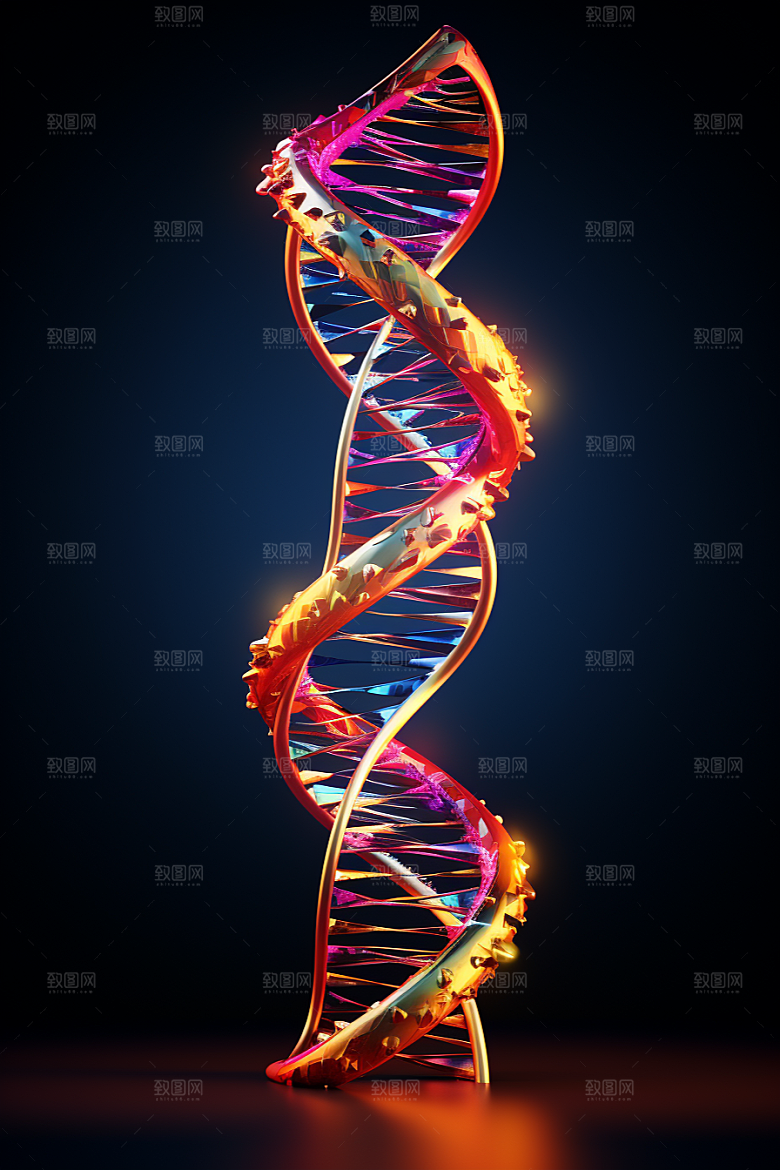 DNA螺旋结构显微3D效果图