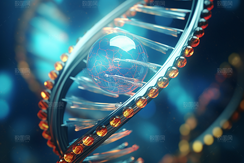 DNA螺旋结构科学显微效果图