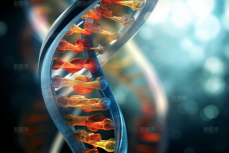 DNA螺旋结构3D科学效果图