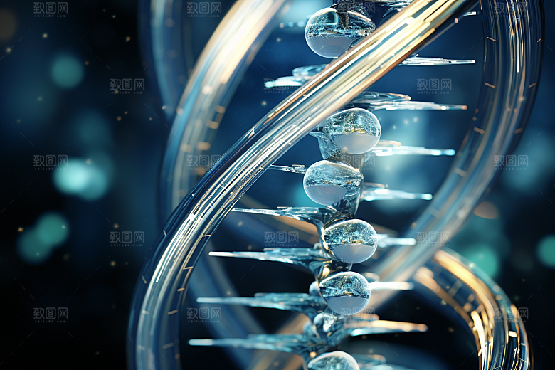 DNA螺旋结构3D科学效果图