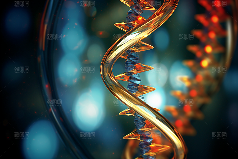 DNA螺旋结构渲染科学效果图