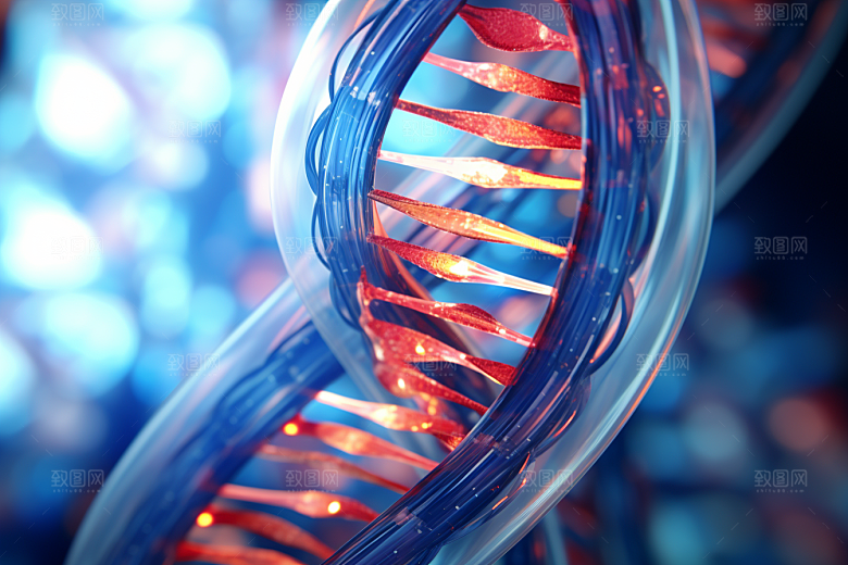 DNA螺旋结构渲染生物效果图