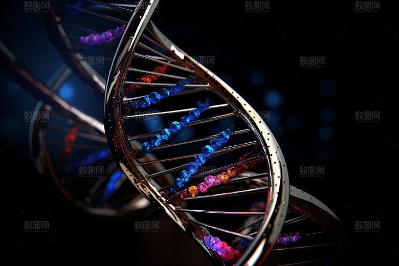 DNA螺旋结构显微3D效果图