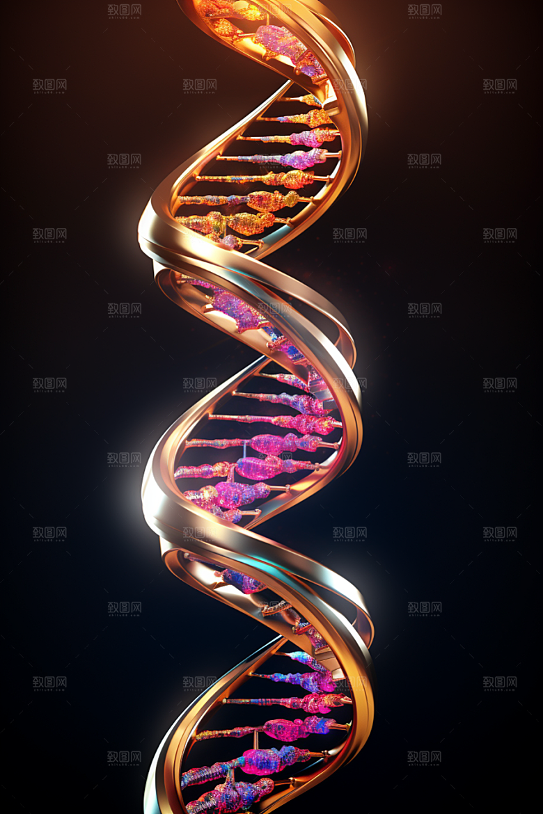 DNA螺旋结构立体生物效果图
