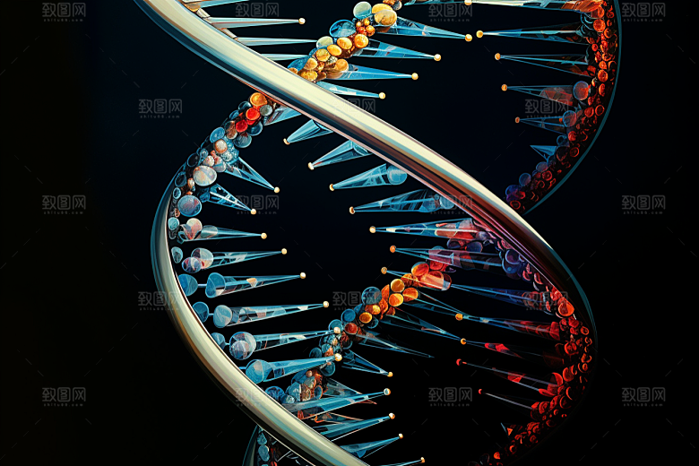 DNA螺旋结构3D立体效果图