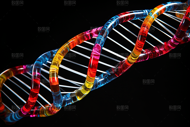 DNA螺旋结构科学渲染效果图