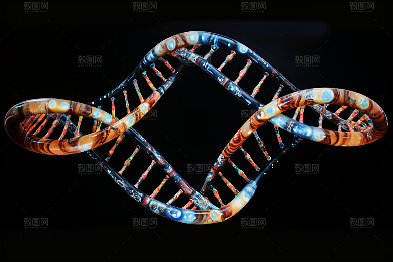 DNA螺旋结构3D生物效果图