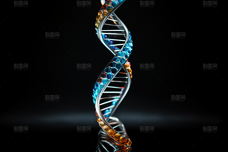 DNA螺旋结构科学渲染效果图