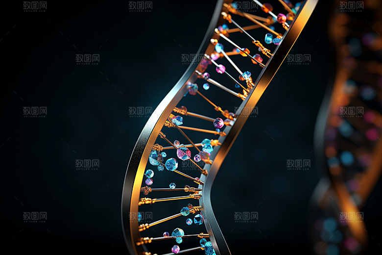 DNA螺旋结构渲染生物效果图