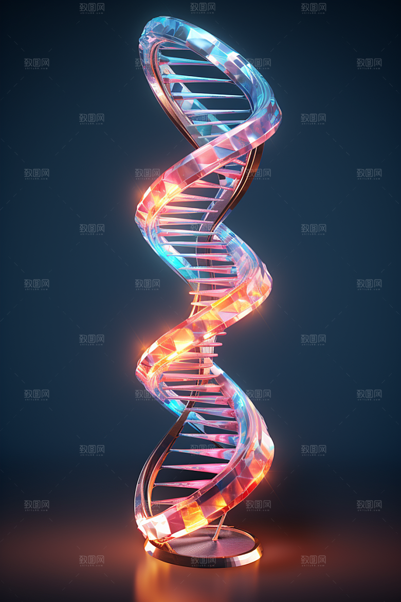 DNA螺旋结构生物渲染效果图