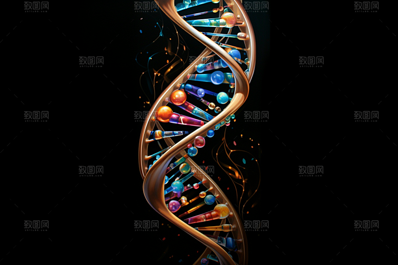 DNA螺旋结构立体生物效果图