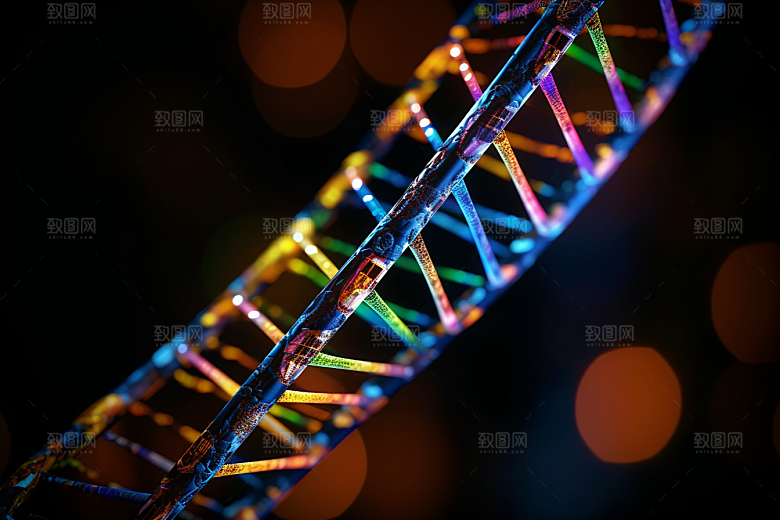 DNA螺旋结构显微3D效果图
