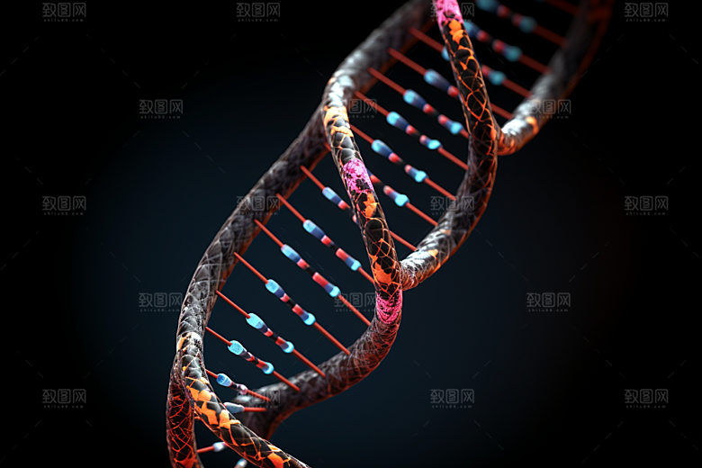 DNA螺旋结构科学微观效果图
