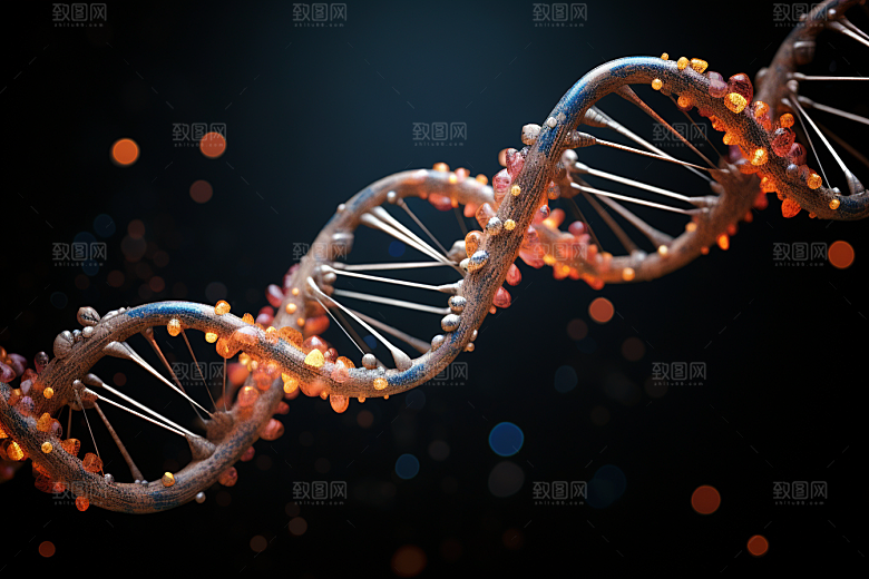 DNA螺旋结构微观科学效果图