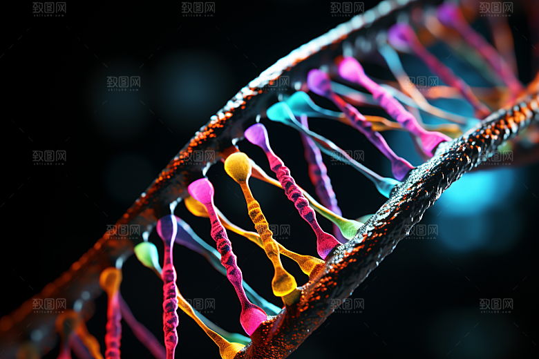 DNA螺旋结构生物渲染效果图