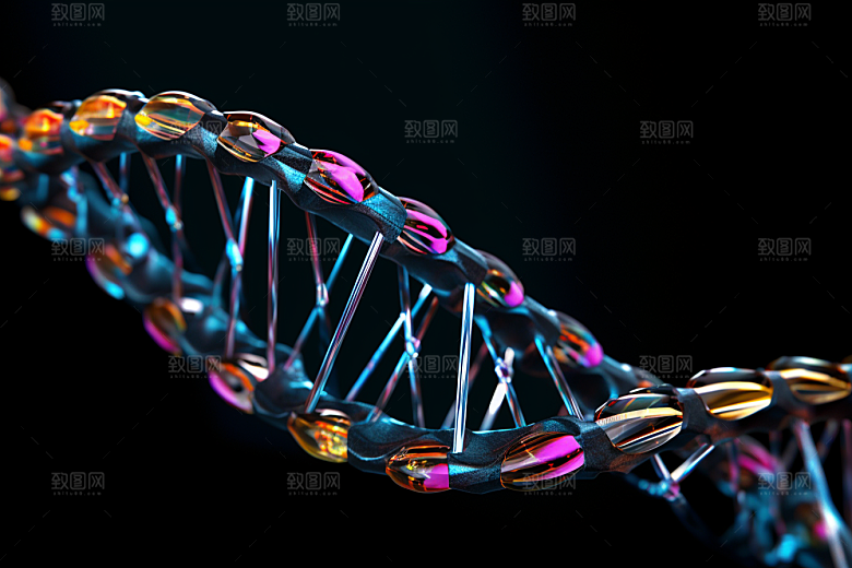 DNA螺旋结构高清渲染效果图