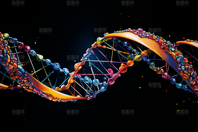 DNA螺旋结构微观科学效果图