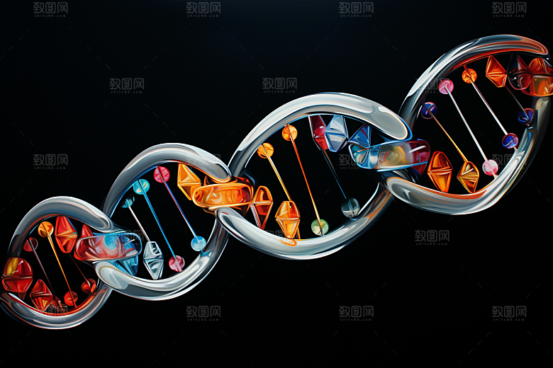 DNA螺旋结构立体3D效果图