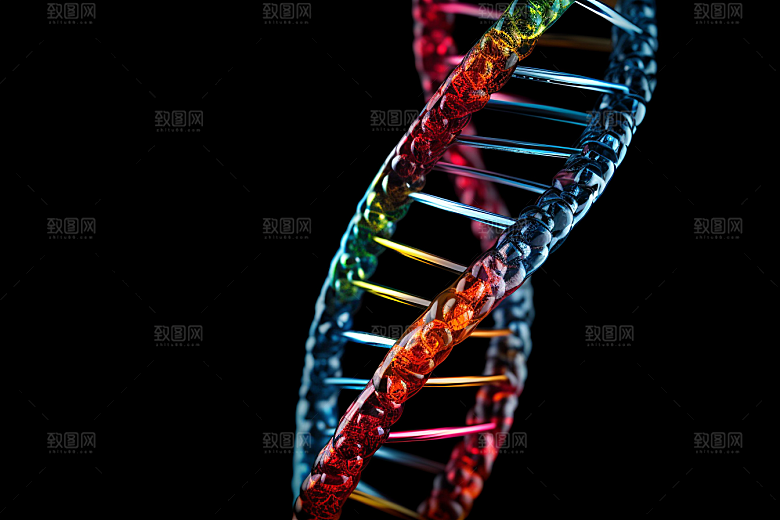 DNA螺旋结构渲染科学效果图