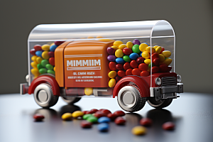 M豆卡车零食美味摄影图
