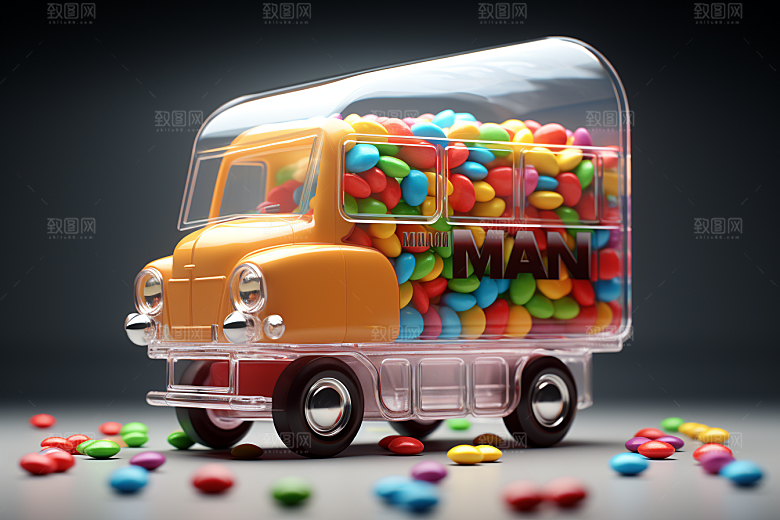 M豆卡车玩具汽车高清摄影图