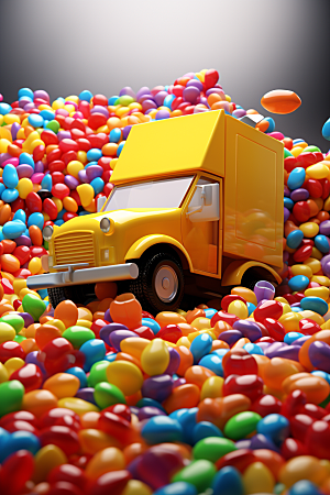 M豆卡车甜蜜甜品摄影图