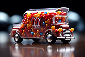 M豆卡车美食零食摄影图