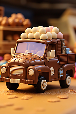 M豆卡车玩具汽车美味摄影图