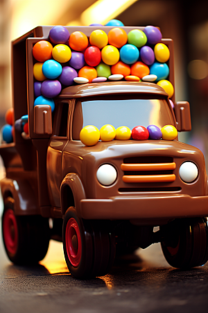 M豆卡车巧克力豆甜蜜摄影图