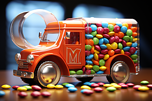 M豆卡车巧克力豆美味摄影图