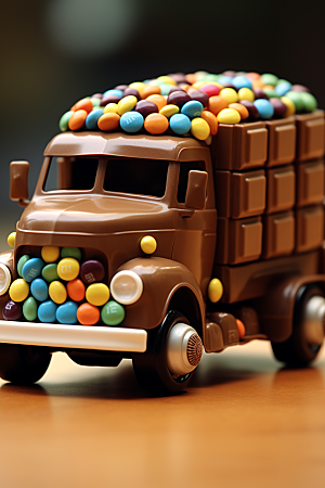 M豆卡车甜蜜巧克力豆摄影图