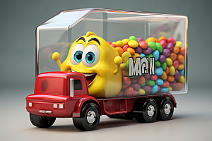 M豆卡车甜蜜甜品摄影图
