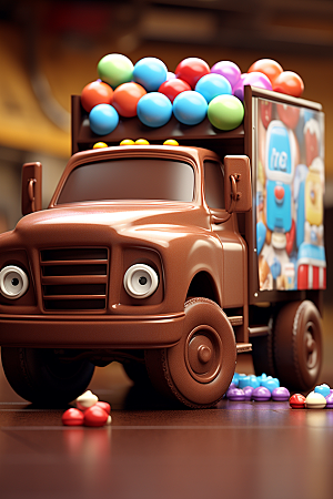 M豆卡车巧克力豆玩具汽车摄影图