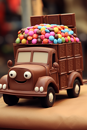 M豆卡车甜蜜玩具汽车摄影图