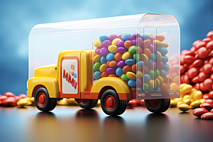M豆卡车零食甜品摄影图