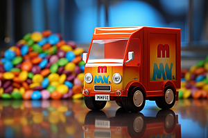 M豆卡车美味甜品摄影图