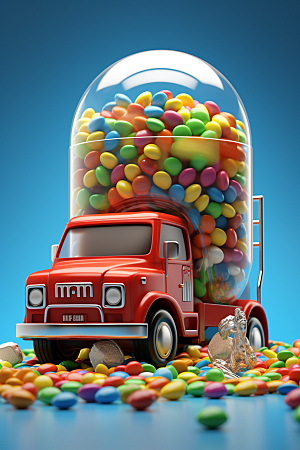 M豆卡车高清甜品摄影图