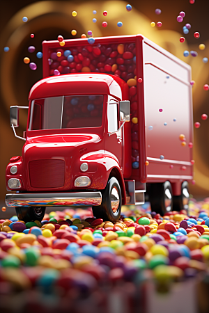M豆卡车甜蜜零食摄影图