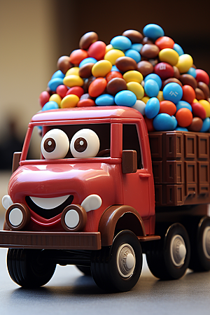 M豆卡车巧克力豆玩具汽车摄影图