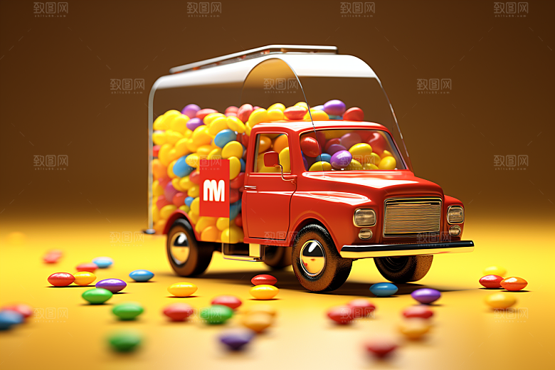 M豆卡车高清零食摄影图