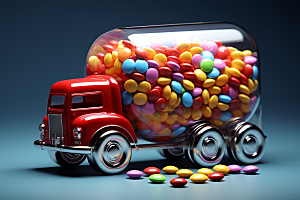 M豆卡车零食甜品摄影图